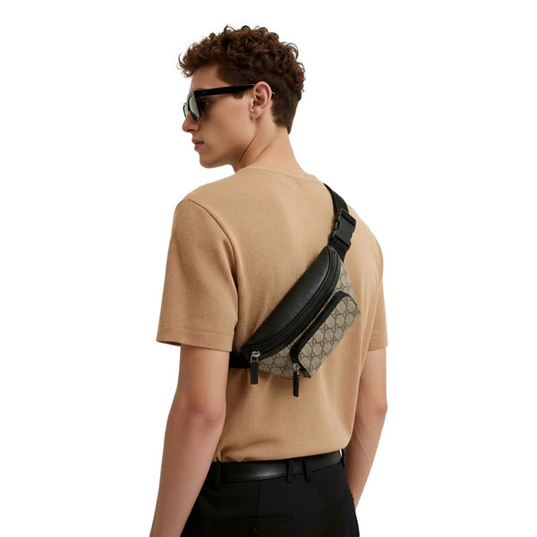 Gucci GG Supreme Canvas Belt Bag Beige Black Unisex Waist Bag in Beige and Black, authentic new handbag, image 9
