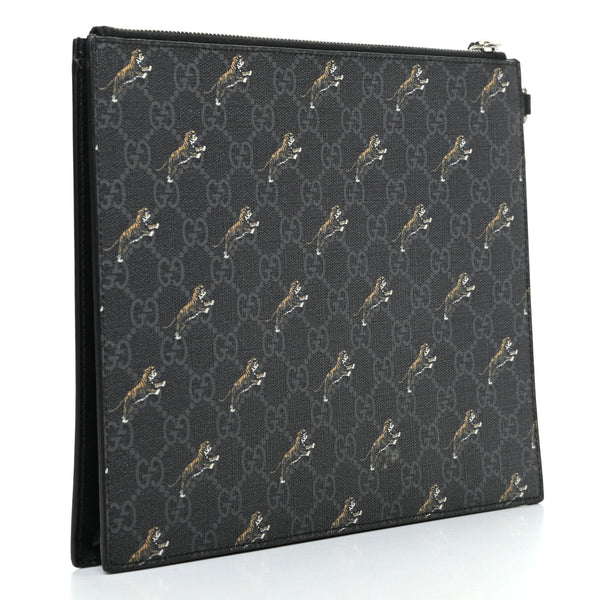 Gucci Black GG Supreme Monogram Tiger Print Clutch Bag in Black, authentic new handbag, image 3