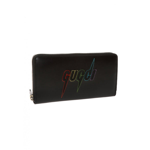 Gucci Black Leather Rainbow Blade Lightning Logo Long Wallet in Black, authentic new wallet, image 5