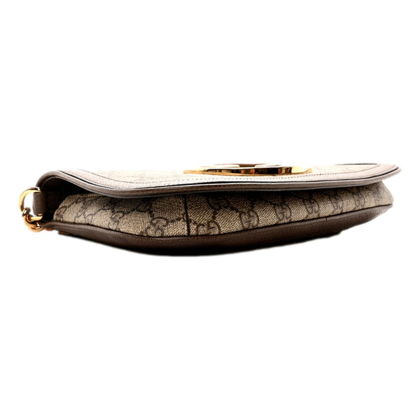 Gucci Blondie GG Supreme Canvas Leather Beige Ebony Shoulder Bag in Beige and Ebony Brown, authentic new handbag, image 4