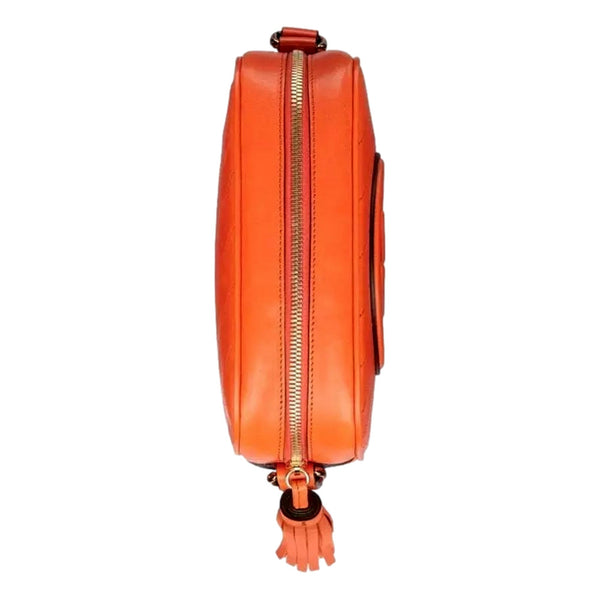 Gucci Blondie GG Patch Orange Leather Camera Crossbody Bag Diagonal Stitching in Orange, authentic new handbag, image 6