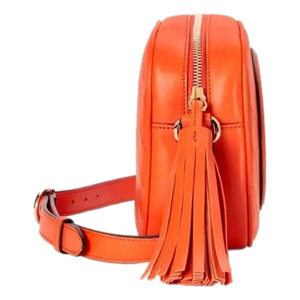 Gucci Blondie GG Patch Orange Leather Camera Crossbody Bag Diagonal Stitching in Orange, authentic new handbag, image 4