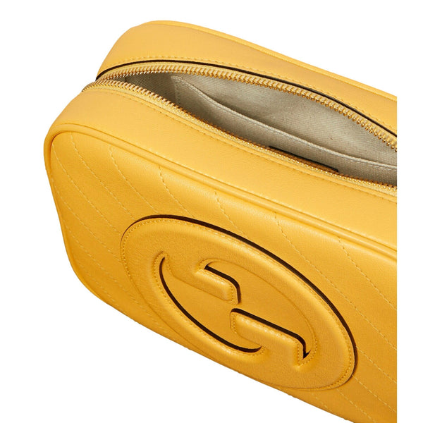 Gucci Blondie GG Patch Yellow Leather Camera Crossbody Bag Diagonal Stitching in Yellow, authentic new handbag, image 2