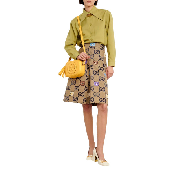 Gucci Blondie GG Patch Yellow Leather Camera Crossbody Bag Diagonal Stitching in Yellow, authentic new handbag, image 5