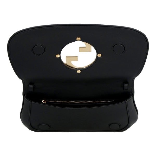 Gucci Blondie Black Leather Shoulder Bag with Gold Hardware in Black, authentic pre-loved handbag, image 4