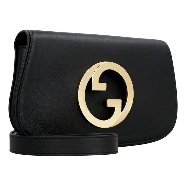 Gucci Blondie Black Leather Shoulder Bag with Gold Hardware in Black, authentic pre-loved handbag, image 2