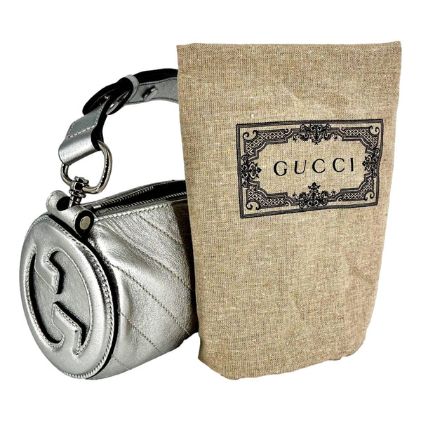 Gucci Blondie Mini Shoulder Bag in Metallic Silver Leather in Metallic Silver, authentic new handbag, image 8