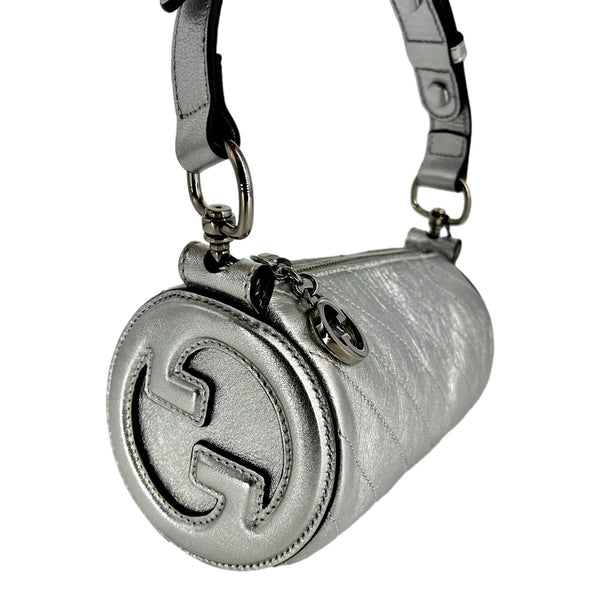 Gucci Blondie Mini Shoulder Bag in Metallic Silver Leather in Metallic Silver, authentic new handbag, image 5