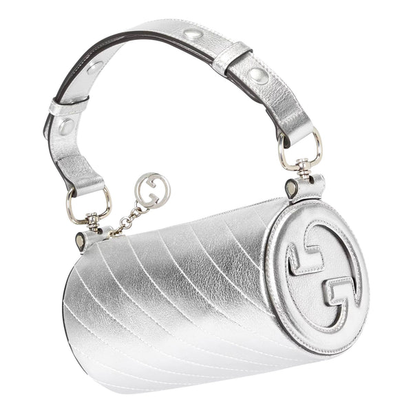 Gucci Blondie Mini Shoulder Bag in Metallic Silver Leather in Metallic Silver, authentic new handbag, image 3