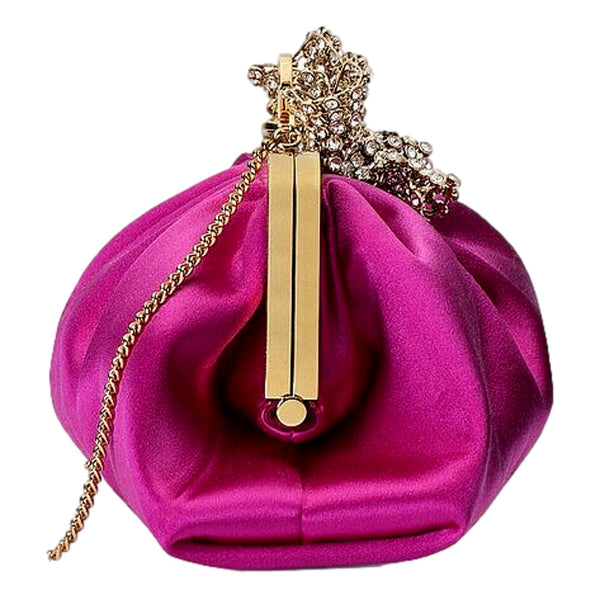 Gucci Broadway Crystal Bow Clutch Chain Shoulder Bag Fuchsia Satin in Fuchsia, authentic new handbag, image 8