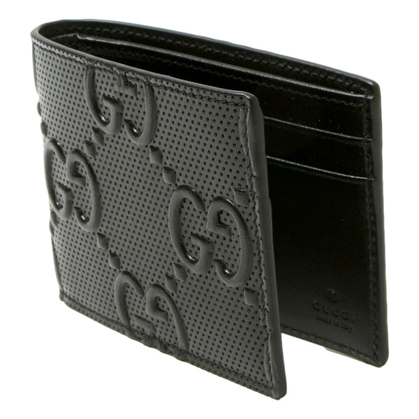 Gucci GG Tennis Embossed Black Calfskin Leather Bi-Fold Wallet in Black, authentic new wallet, image 3