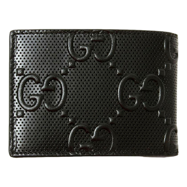 Gucci GG Tennis Embossed Black Calfskin Leather Bi-Fold Wallet in Black, authentic new wallet, image 1