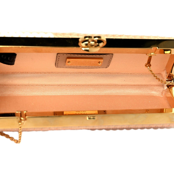 Gucci Broadway Small Sequin Moire Clutch Crossbody Peach Light Pink in Peach Light Pink, authentic new handbag, image 3