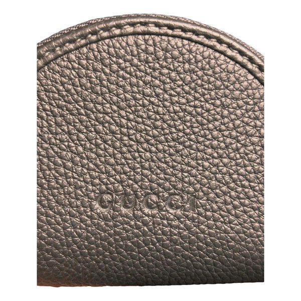 Gucci Dark Gray Leather Earphone Case Zip Pouch Key Ring Clip — photo 3