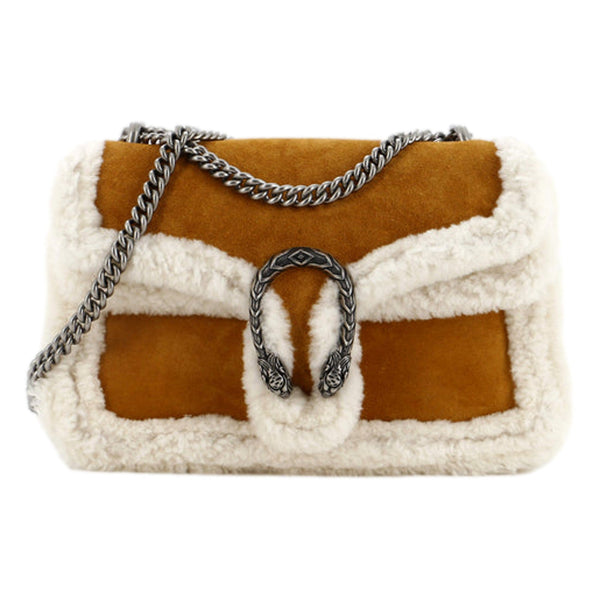 Gucci Dionysus Bag Suede with Shearling Medium in Tan, authentic new handbag, image 1