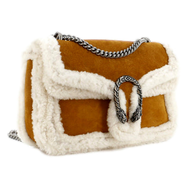 Gucci Dionysus Bag Suede with Shearling Medium in Tan, authentic new handbag, image 2