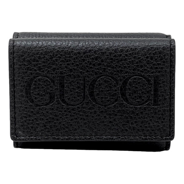Gucci Black Pebbled Leather Tri Fold Wallet Coin Pouch Gold Hardware in Black, authentic new wallet, image 1