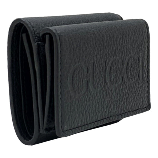 Gucci Black Pebbled Leather Tri Fold Wallet Coin Pouch Gold Hardware in Black, authentic new wallet, image 2