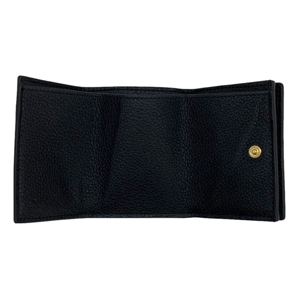 Gucci Black Pebbled Leather Tri Fold Wallet Coin Pouch Gold Hardware in Black, authentic new wallet, image 7