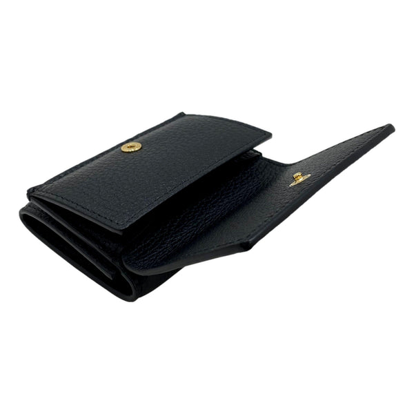 Gucci Black Pebbled Leather Tri Fold Wallet Coin Pouch Gold Hardware in Black, authentic new wallet, image 5