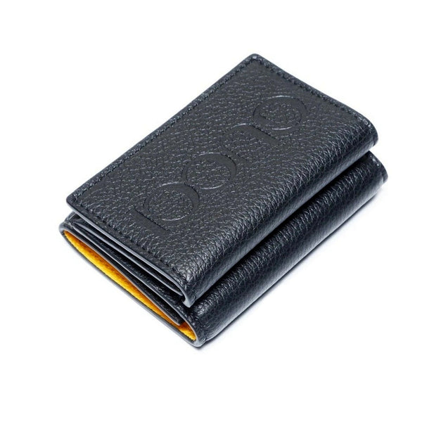 Gucci Embossed Logo Mini Tri-Fold Wallet Black Yellow Pebbled Leather in Black, authentic new wallet, image 7