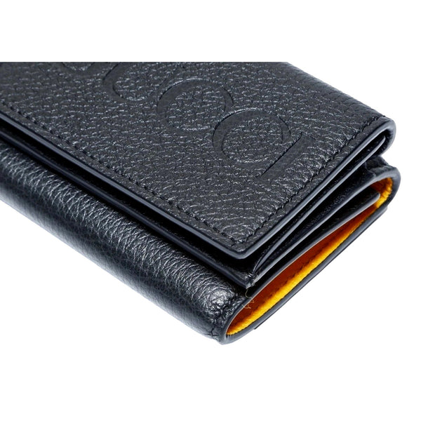 Gucci Embossed Logo Mini Tri-Fold Wallet Black Yellow Pebbled Leather in Black, authentic new wallet, image 5