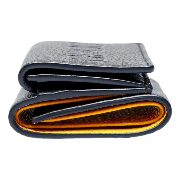 Gucci Embossed Logo Mini Tri-Fold Wallet Black Yellow Pebbled Leather in Black, authentic new wallet, image 3