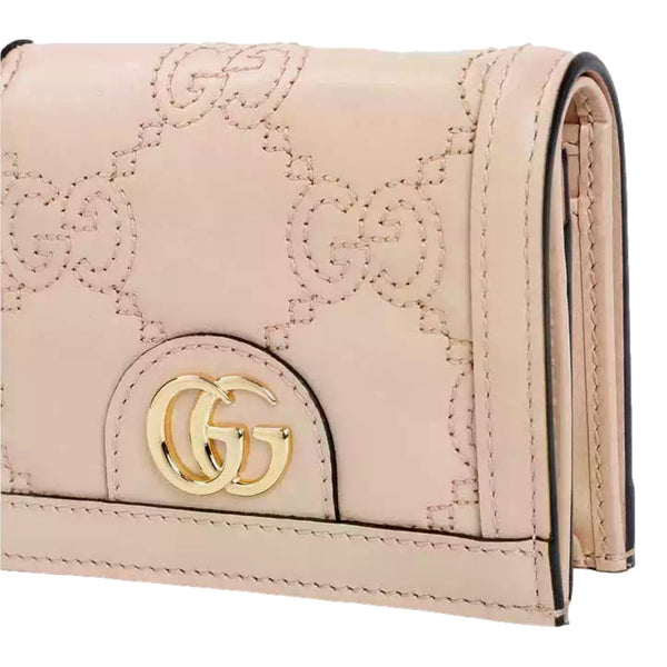 Gucci GG Matelasse Pink Sand Leather Card Case Wallet in Pink Sand, authentic new wallet, image 2