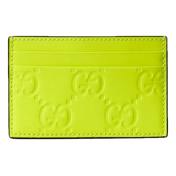 Gucci GG Rubber Effect Neon Yellow Guccissima Leather Card Case Wallet in Neon Yellow, authentic new wallet, image 3