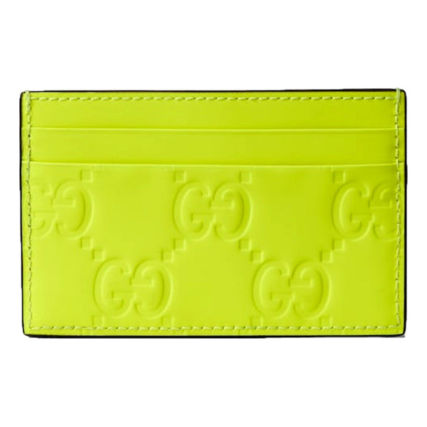 Gucci GG Rubber Effect Neon Yellow Guccissima Leather Card Case Wallet in Neon Yellow, authentic new wallet, image 1