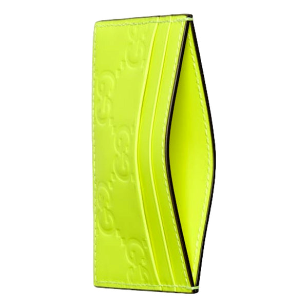 Gucci GG Rubber Effect Neon Yellow Guccissima Leather Card Case Wallet in Neon Yellow, authentic new wallet, image 2