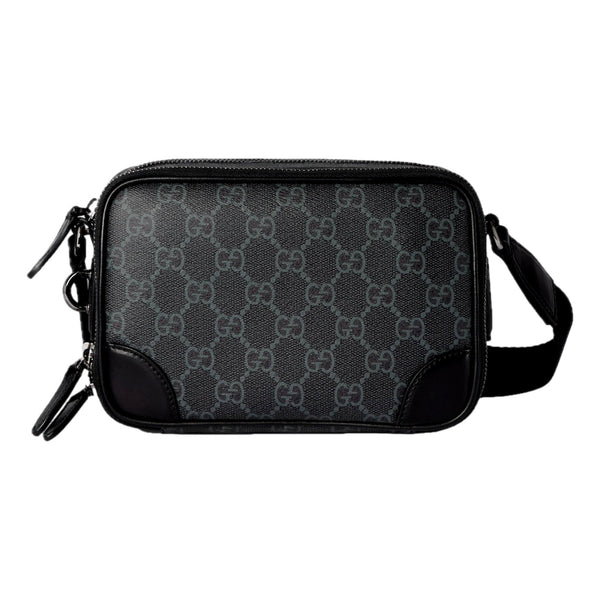 Gucci GG Black Canvas and Leather Unisex Dual Compartment Crossbody Bag in Black, authentic new handbag, image 1