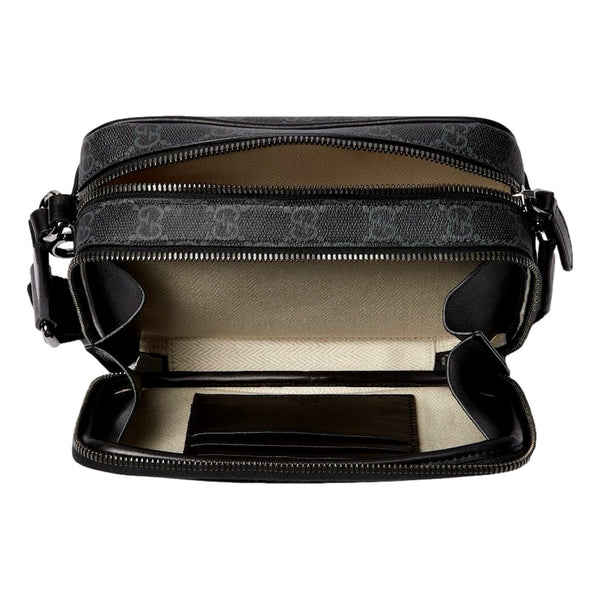 Gucci GG Black Canvas and Leather Unisex Dual Compartment Crossbody Bag in Black, authentic new handbag, image 4