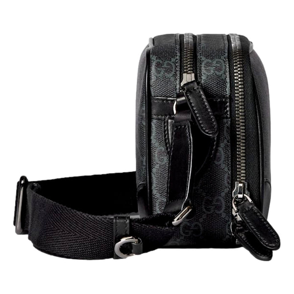 Gucci GG Black Canvas and Leather Unisex Dual Compartment Crossbody Bag in Black, authentic new handbag, image 3