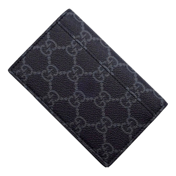 Gucci GG Emblem Black Leather and Canvas Vertical Bifold Wallet in Black and Dark Grey GG Monogram, authentic new wallet, ima