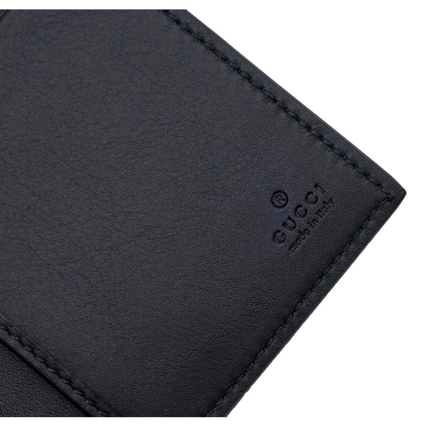 Gucci GG Emblem Black Leather and Canvas Vertical Bifold Wallet in Black and Dark Grey GG Monogram, authentic new wallet, ima