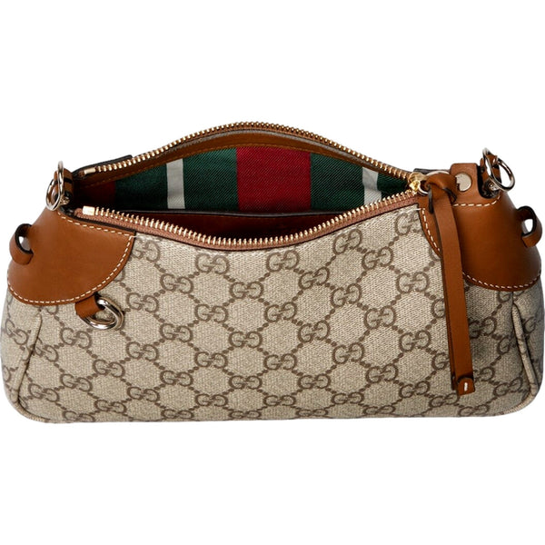 Gucci GG Emblem Supreme Canvas Leather Shoulder Bag Brown Beige in Beige, authentic new handbag, image 5