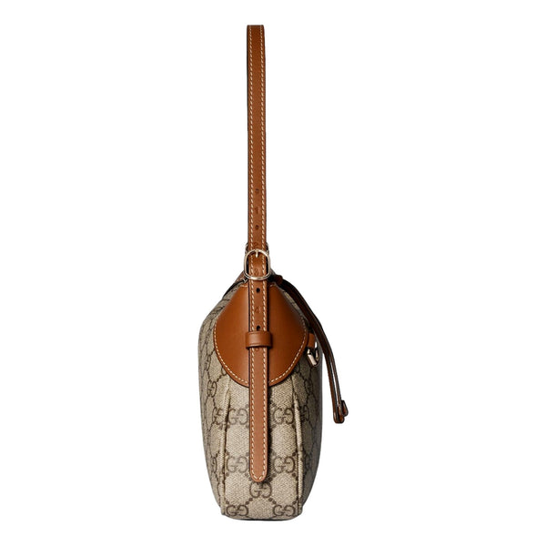 Gucci GG Emblem Supreme Canvas Leather Shoulder Bag Brown Beige in Beige, authentic new handbag, image 3