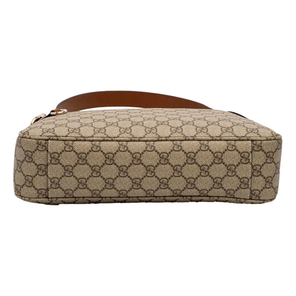 Gucci GG Supreme Emblem Medium Shoulder Bag Brown Beige in Beige and Brown, authentic new handbag, image 3