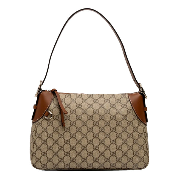 Gucci GG Supreme Emblem Medium Shoulder Bag Brown Beige in Beige and Brown, authentic new handbag, image 1