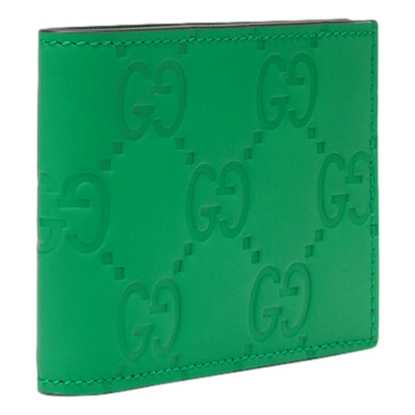 Gucci GG Leather Green Rubber Effect Bifold Wallet in Green, authentic new wallet, image 2