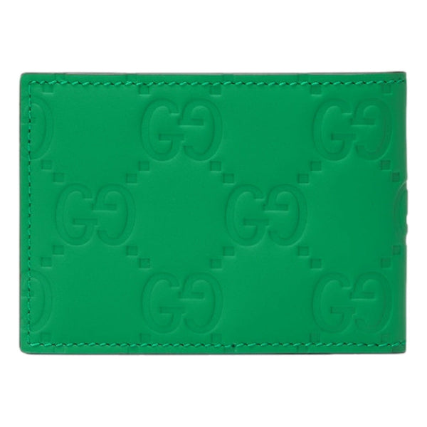 Gucci GG Leather Green Rubber Effect Bifold Wallet in Green, authentic new wallet, image 3