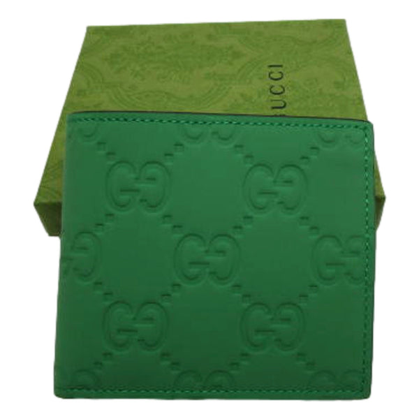 Gucci GG Leather Green Rubber Effect Bifold Wallet in Green, authentic new wallet, image 6