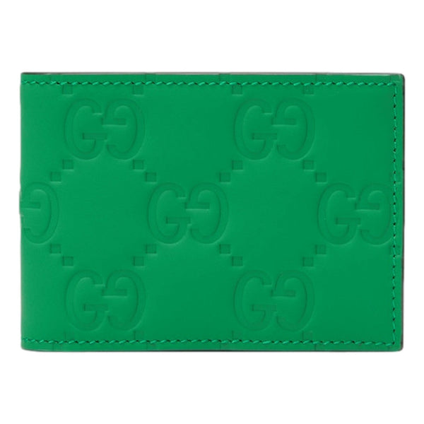 Gucci GG Leather Green Rubber Effect Bifold Wallet in Green, authentic new wallet, image 1