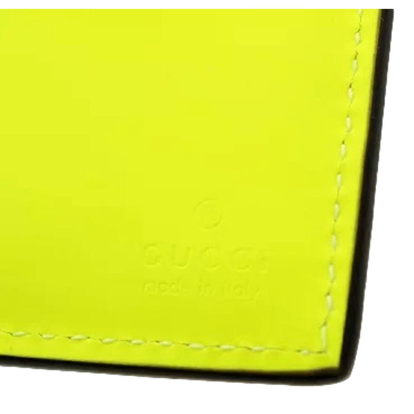 Gucci GG Leather Neon Yellow Rubber Effect Bifold Wallet in Yellow, authentic new wallet, image 8