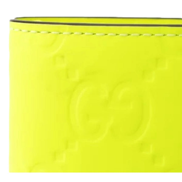 Gucci GG Leather Neon Yellow Rubber Effect Bifold Wallet in Yellow, authentic new wallet, image 7