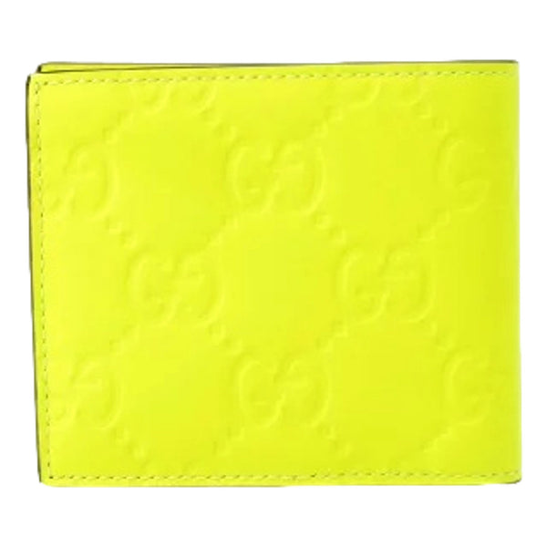 Gucci GG Leather Neon Yellow Rubber Effect Bifold Wallet in Yellow, authentic new wallet, image 2