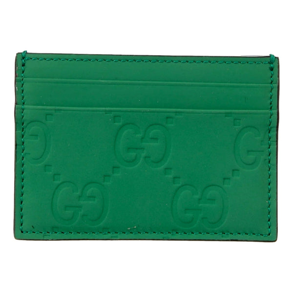 Gucci GG Leather Rubber Effect Green Card Holder Wallet in Green, authentic new wallet, image 1
