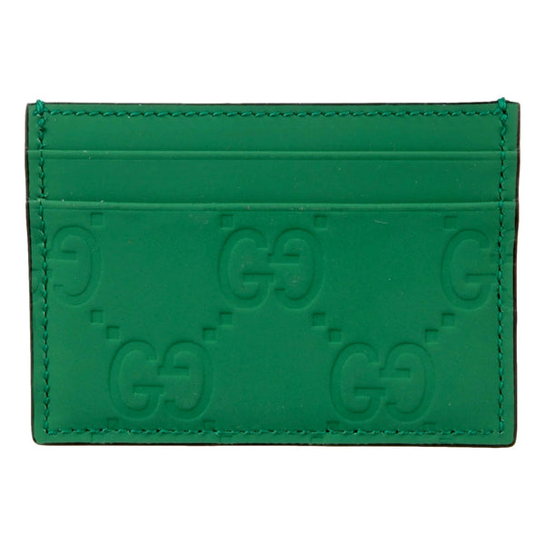 Gucci GG Leather Rubber Effect Green Card Holder Wallet in Green, authentic new wallet, image 2