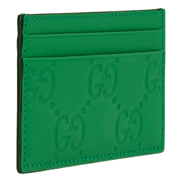 Gucci GG Leather Rubber Effect Green Card Holder Wallet in Green, authentic new wallet, image 3